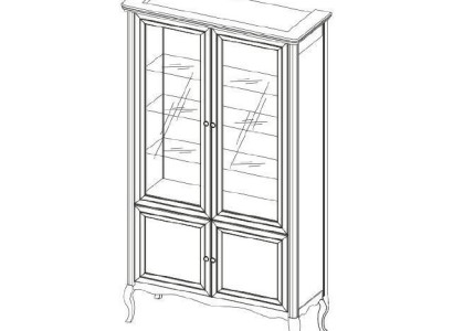Schrank Klassische Vitrine Vitrinenschrank Massivholz Echtholz - Model PR-W2